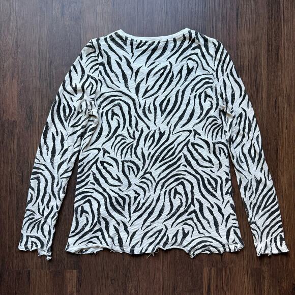 ATM Zebra Print Slub Cotton Long Sleeve Tee – Women’s Medium - Picture 3 of 11